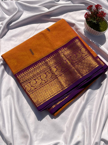 Chettinad cotton orange & purple butta