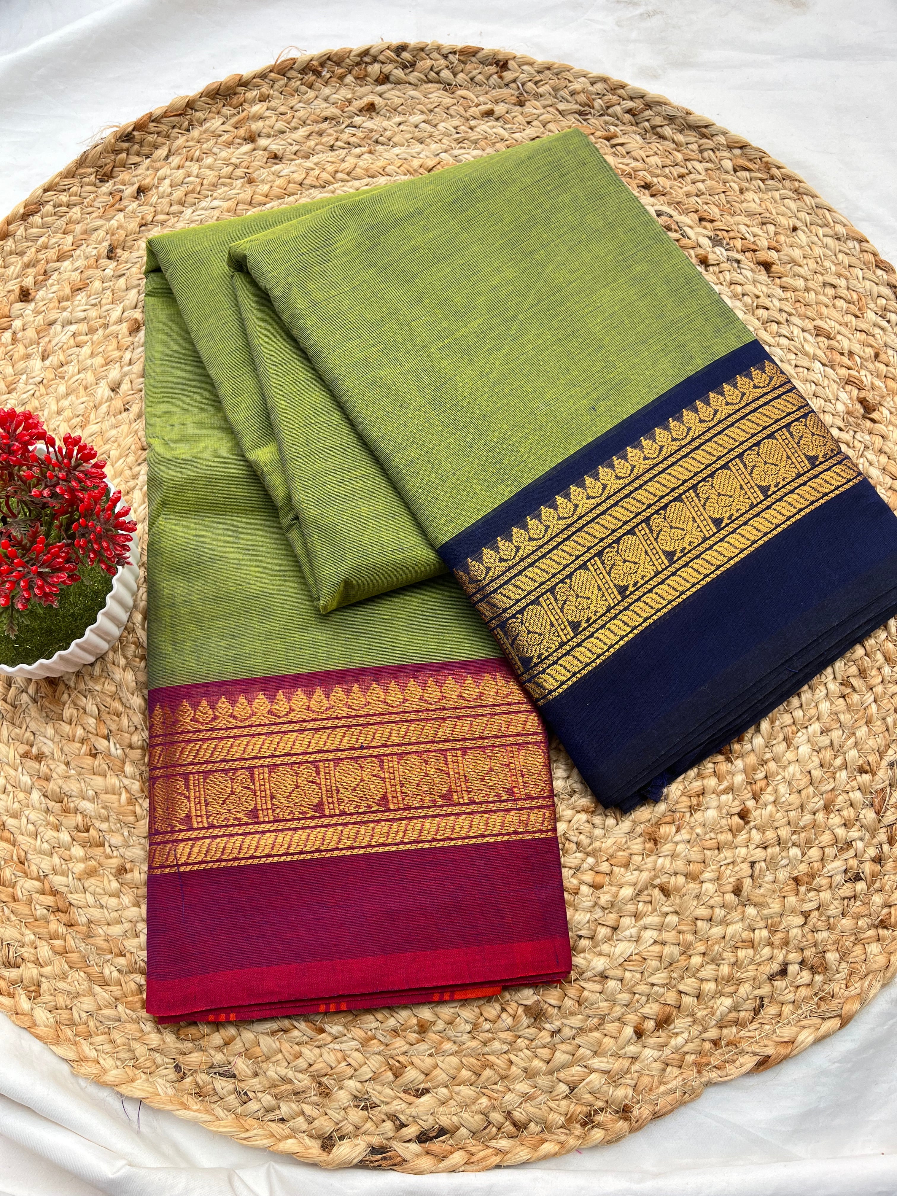 Chettinad cotton green Ganga Jamuna-plain
