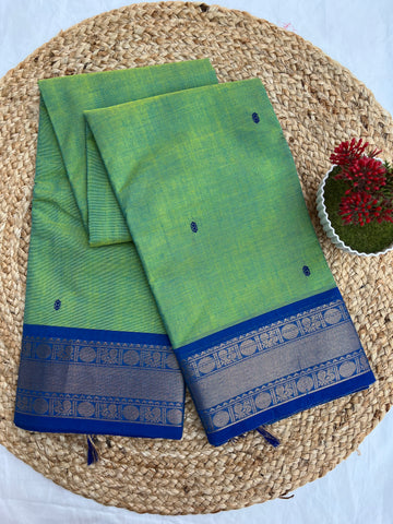 Chettinad cotton pastel green & blue- butta