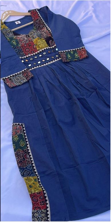 Ajrakh Kurti-Blue