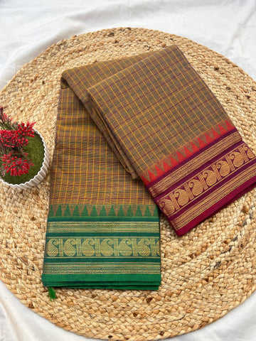 Chettinad cotton Ash (g&j)-korvai checks