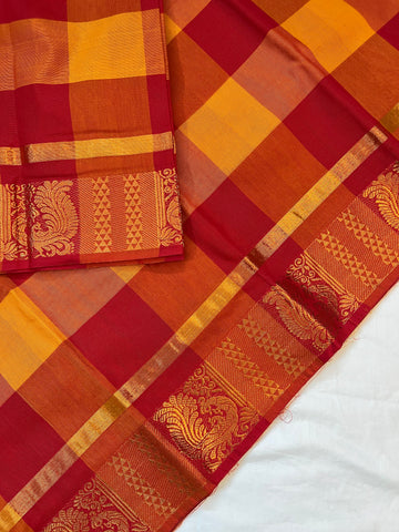 Madras Kattam- Handloom weaves -orange