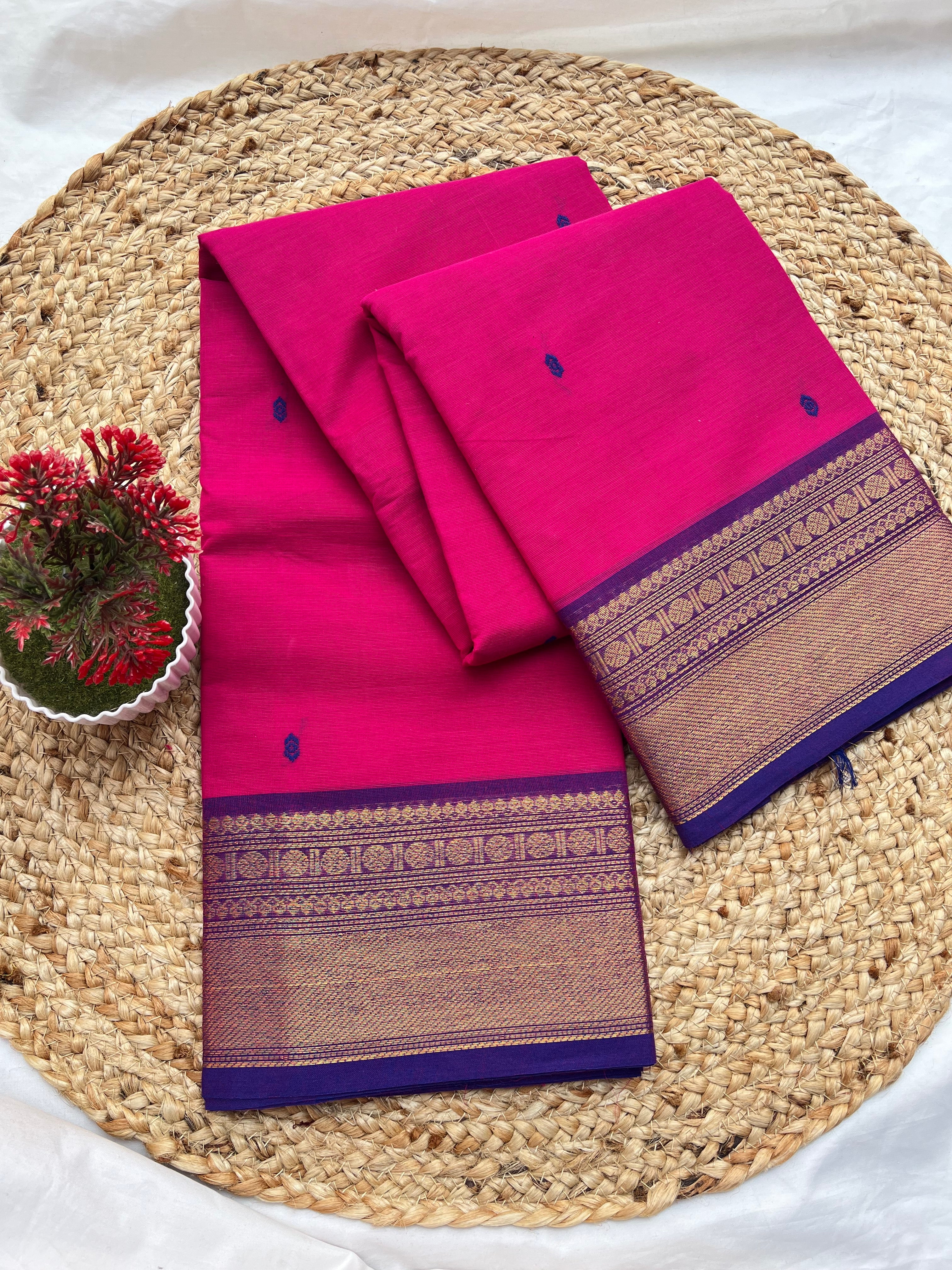 Chettinad cotton pink & blue-butta