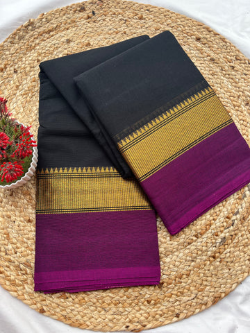 Chettinad cotton Black & Purple-Plain
