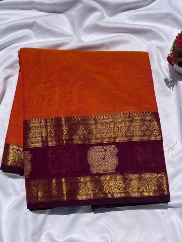 Chettinad cotton orange & marron _ annam