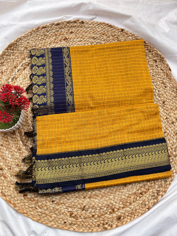 Kalyani cotton yellow & blue