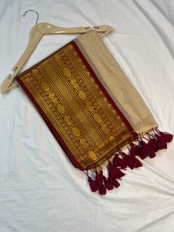 Mul cotton saree - sandal - 120 Count -Premium (Copy)a