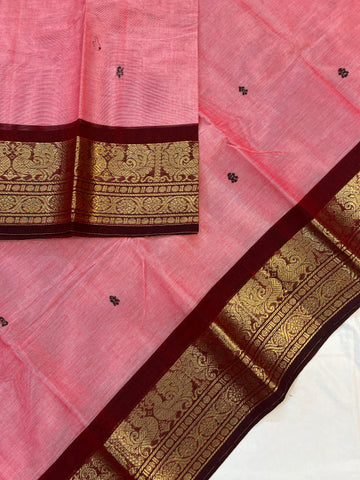 Chettinad cotton saree - pink - butta