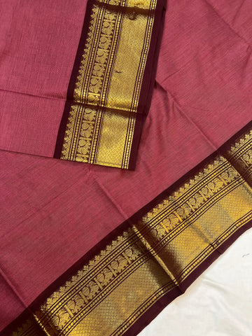 Chettinad cotton saree - onion pink- plain