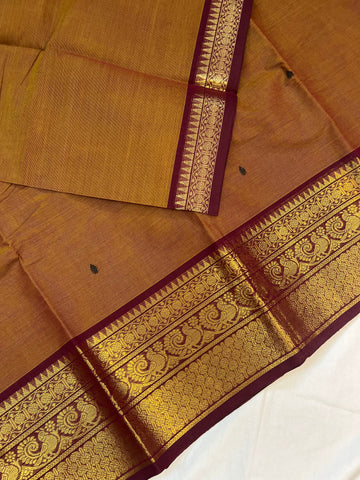 Chettinad cotton saree - brown- butta