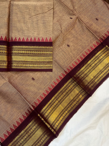 Chettinad cotton saree -brown- butta