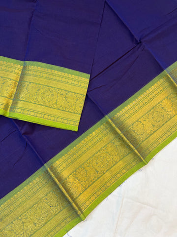 Chettinad cotton saree - blue - plain