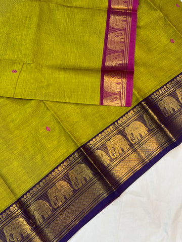 Chettinad cotton saree - green( g&j)- butta