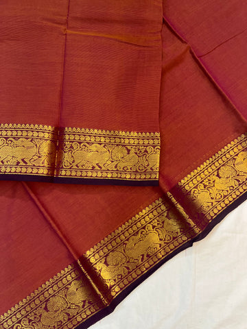 Chettinad cotton saree - brown -plain