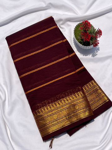 Chettinad cotton maroon & gold