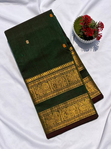 Chettinad cotton green & gold _ butta