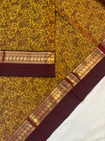 Chettinad cotton saree - vanasingaram- brown