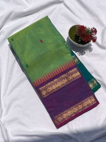 Chettinad cotton green & purple _ butta