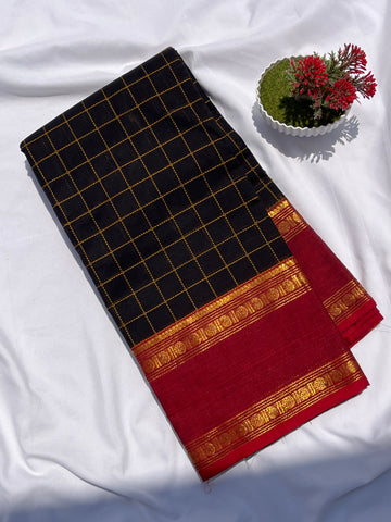 Chettinad cotton black & red _ big checks