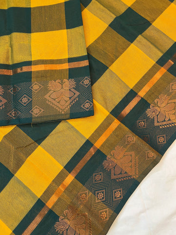 Madras Kattam- Handloom weaves - yellow & green