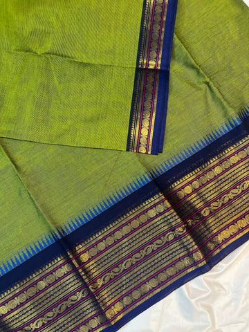 Chettinad cotton saree- green- plain