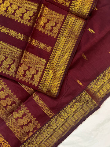 Kalyani cotton saree - maroon - butta
