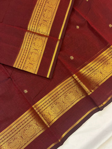 Chettinad cotton saree- maroon -butta