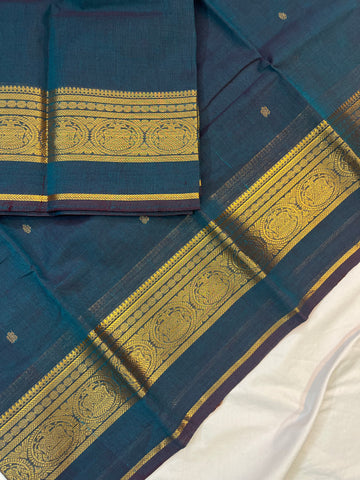 Chettinad cotton saree -dual tone blue-butta