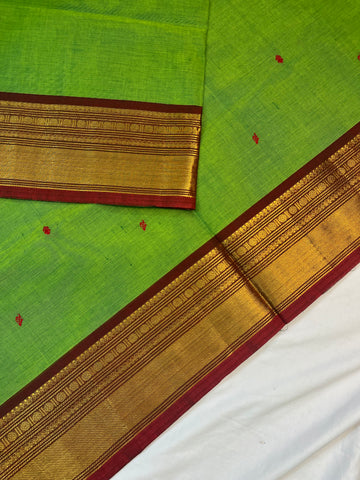 Chettinad cotton saree - green -butta