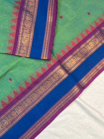 Chettinad cotton saree - green - butta