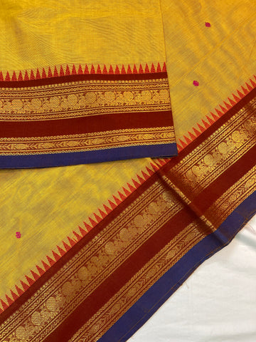 Chettinad cotton saree - yellow-butta