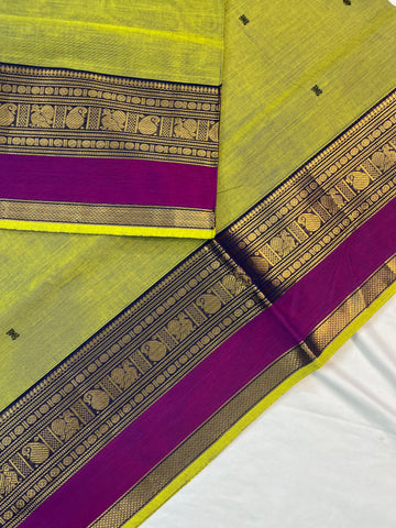 Chettinad cotton saree - green - butta