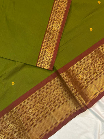 Chettinad cotton saree - methi green- butta