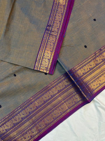 Chettinad cotton saree - Ash - butta