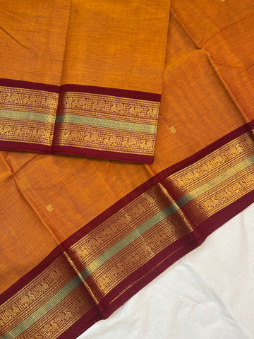 Chettinad cotton saree - orange-butta