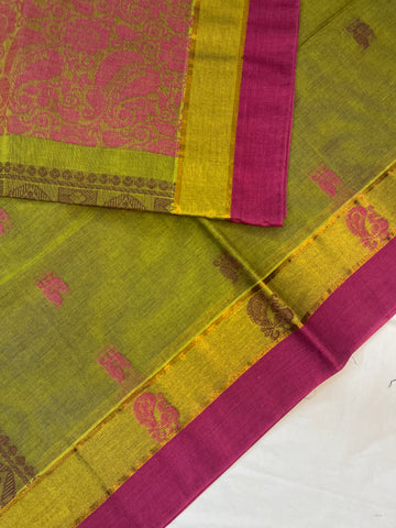 Handloom cotton- methi green