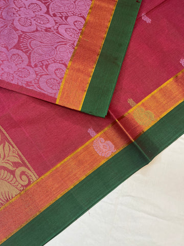 Handloom cotton saree - pink