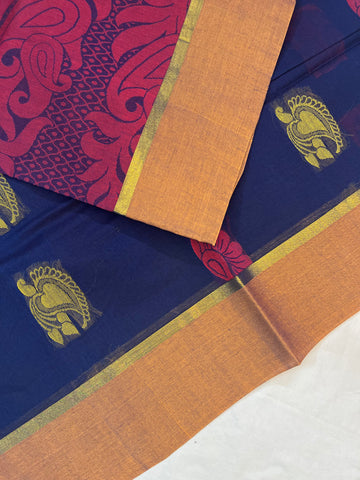 Handloom cotton saree - blue