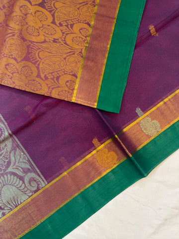 Handloom cotton saree - purple