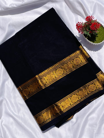 Chettinad cotton black & gold plain