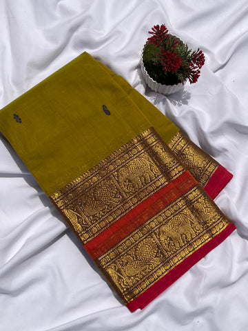 Chettinad cotton green & red_ butta