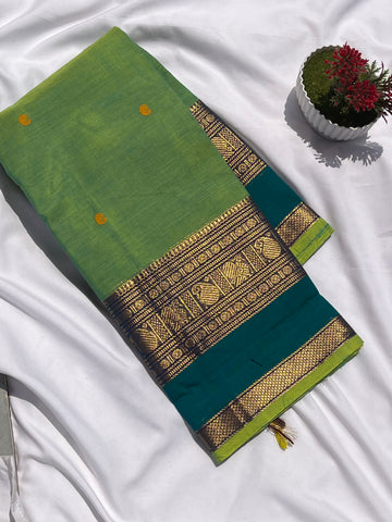 Chettinad cotton parrot green & Rama green _butta