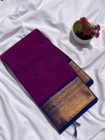 Chettinad cotton purple & blue _butta