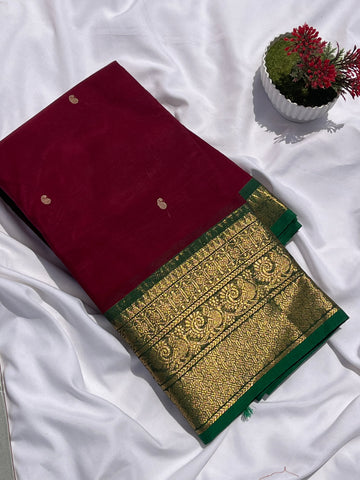 Chettinad cotton maroon & green _ butta