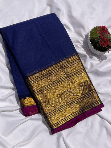 Chettinad cotton blue & purple plain