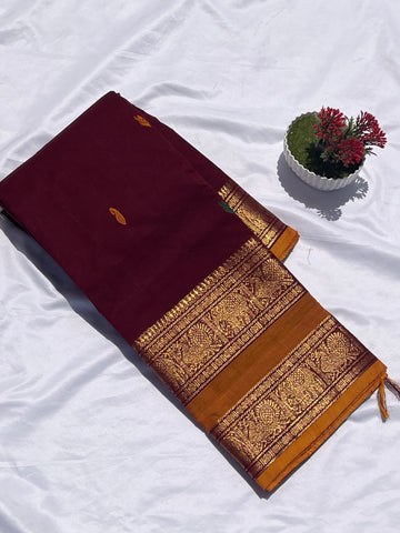 Chettinad cotton maroon & yellow butta