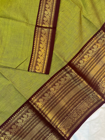 Chettinad cotton saree-green plain