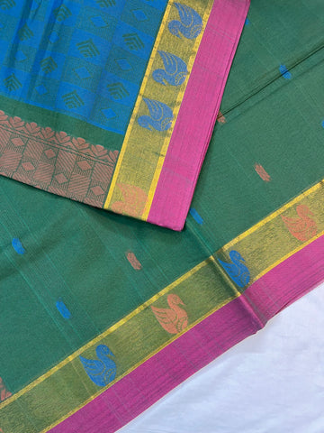 Handloom cotton saree - green