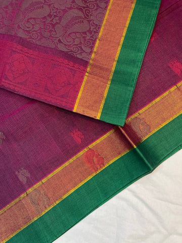 Handloom cotton saree - purple