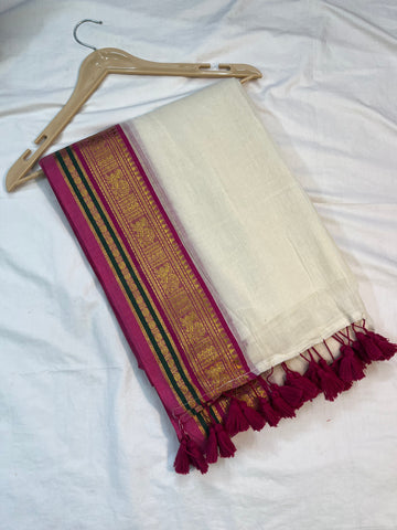 Mul cotton saree - white -120 Count Premium